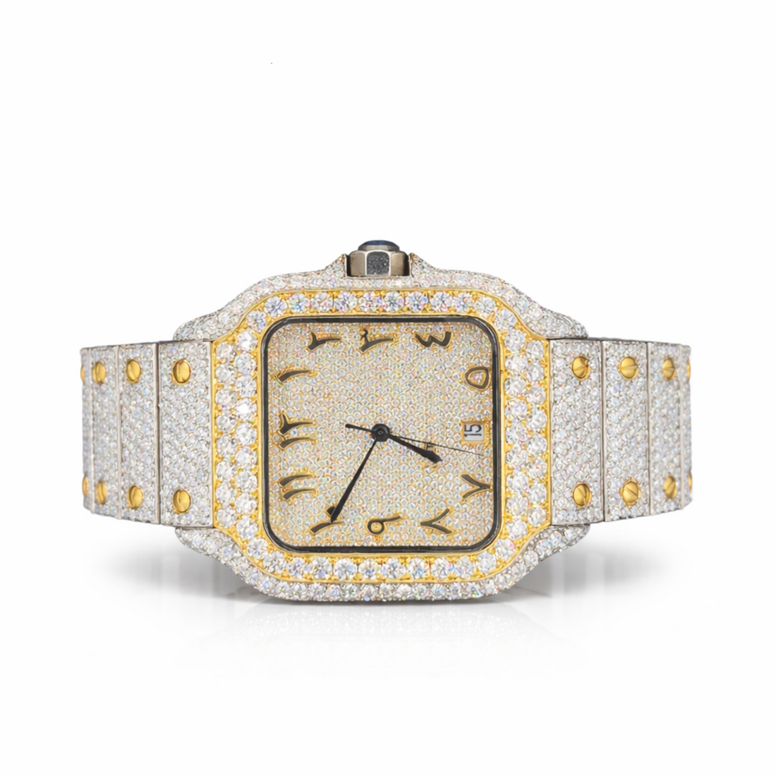 Luxury Iced Out Moissanite Diamond Square Dial Statement Watch