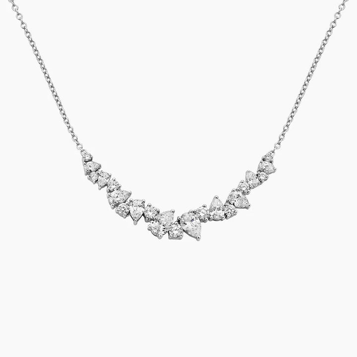 Pear\Round Cut Diamond Cluster Necklace For Women