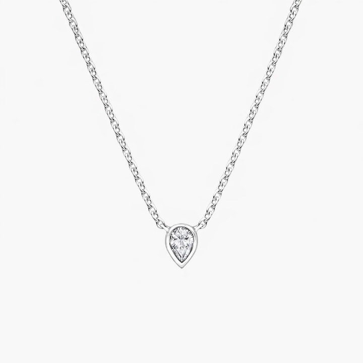 Pear Cut Bezel Solitaire Diamond Necklace