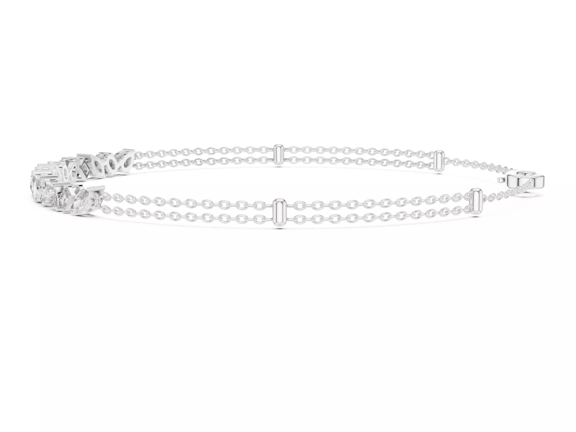 Multi Shape Diamond Bar Chain Bracelet Fine Jewelry
