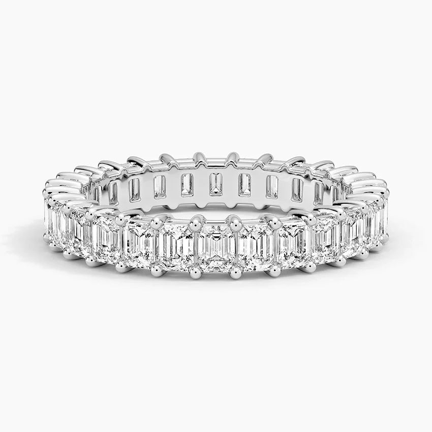 Emerald Cut Eternity Band Diamond Ring For Women
