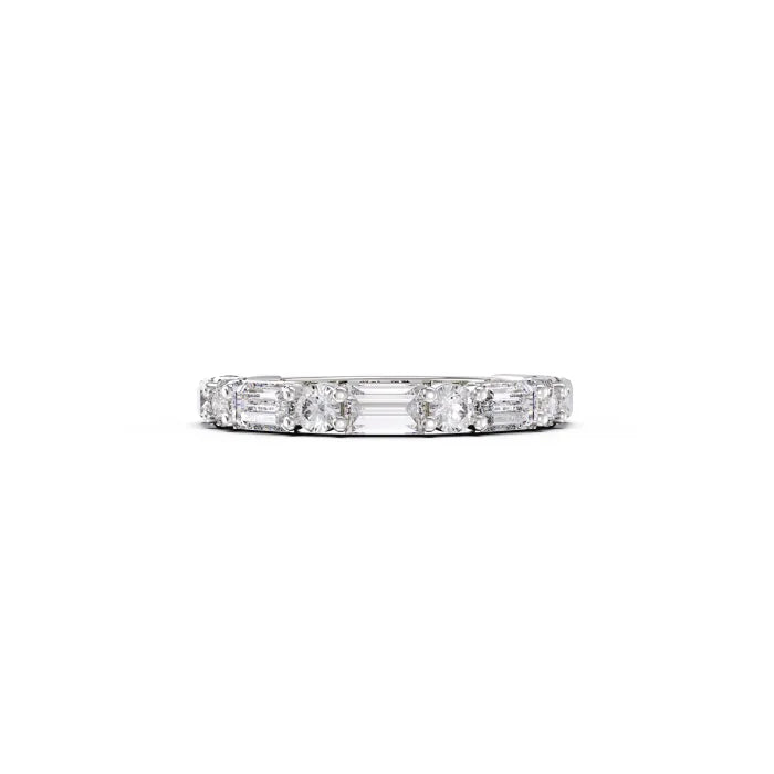 Baguette Round Cut Diamond Half Eternity Wedding Band for Women