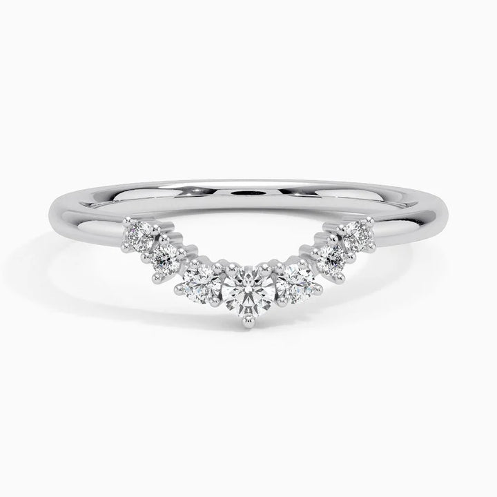 Curved Diamond Wedding Band Elegant Stackable Promise Ring