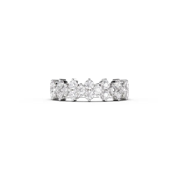 Luxury Round Diamond Half Eternity Band Ring For Women