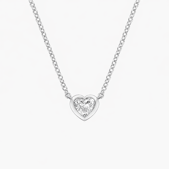 Heart Cut Bezel Set Diamond Necklace