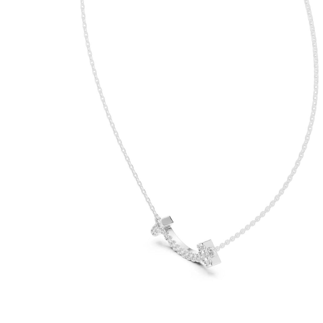 Curved Diamond Bar Necklace For Women Minimal Jewelry