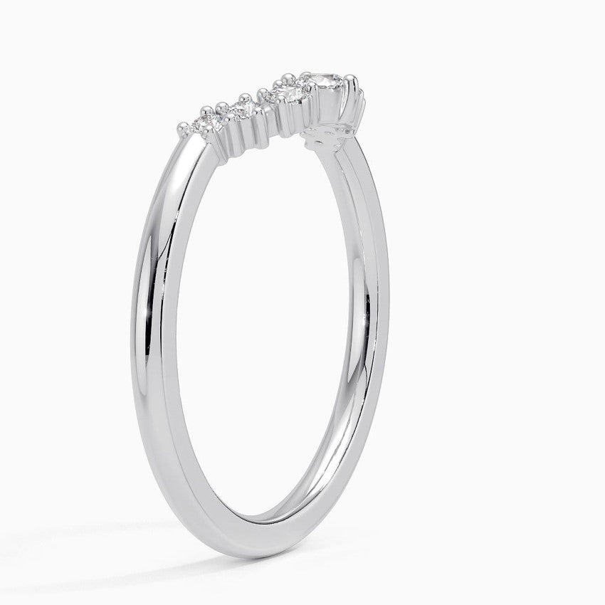 Curved Diamond Wedding Band Elegant Stackable Promise Ring