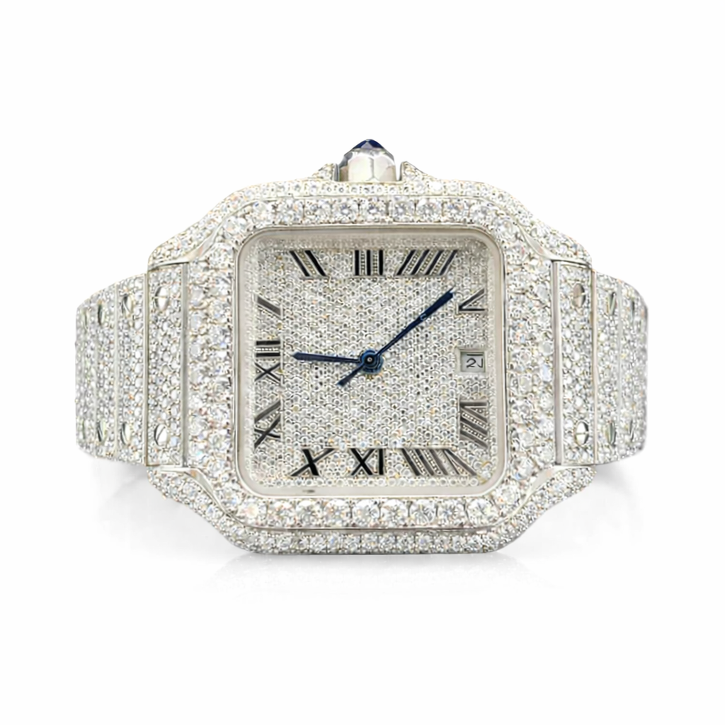 Iced Out Moissanite Diamond Luxury Two Tone Watch
