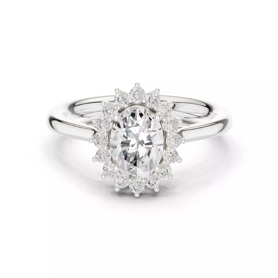 Oval cut Diamond Halo Engagement Ring