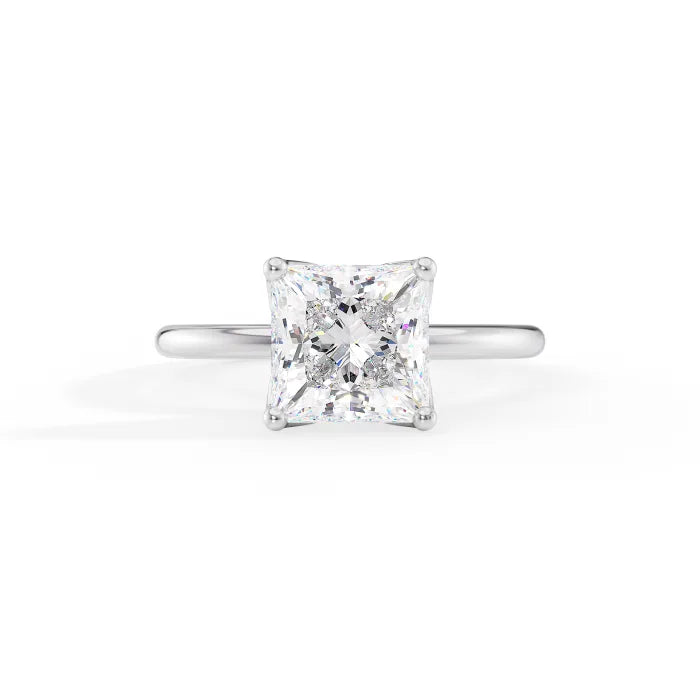 Princess Cut Solitaire Four Prong Engagement Ring