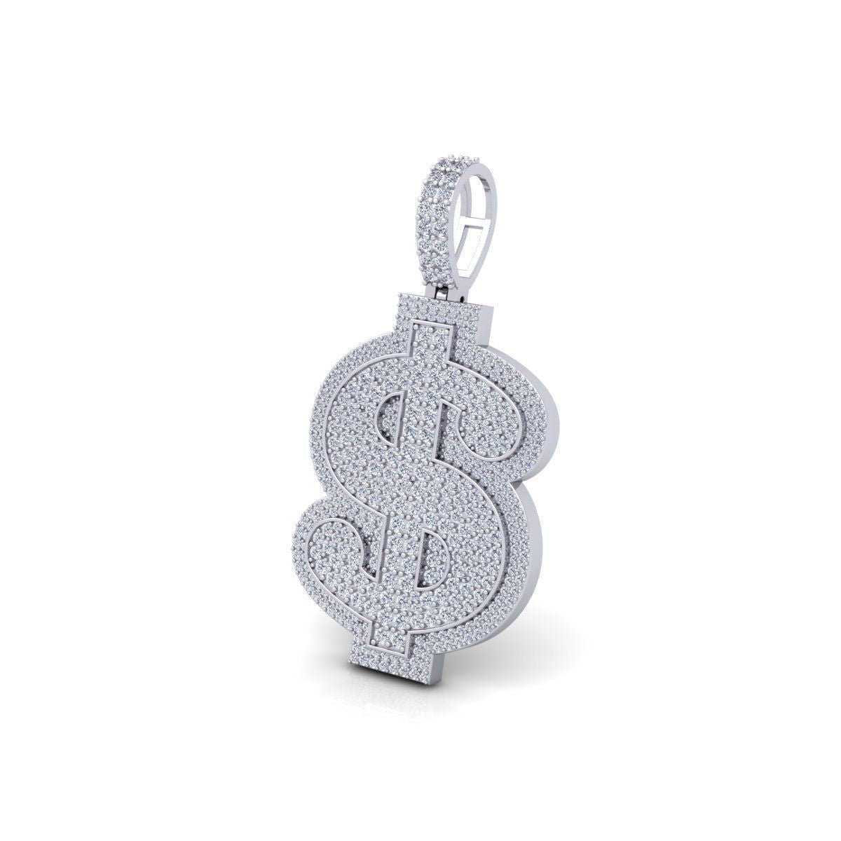 Iced Dollar Sign Diamond Pendant