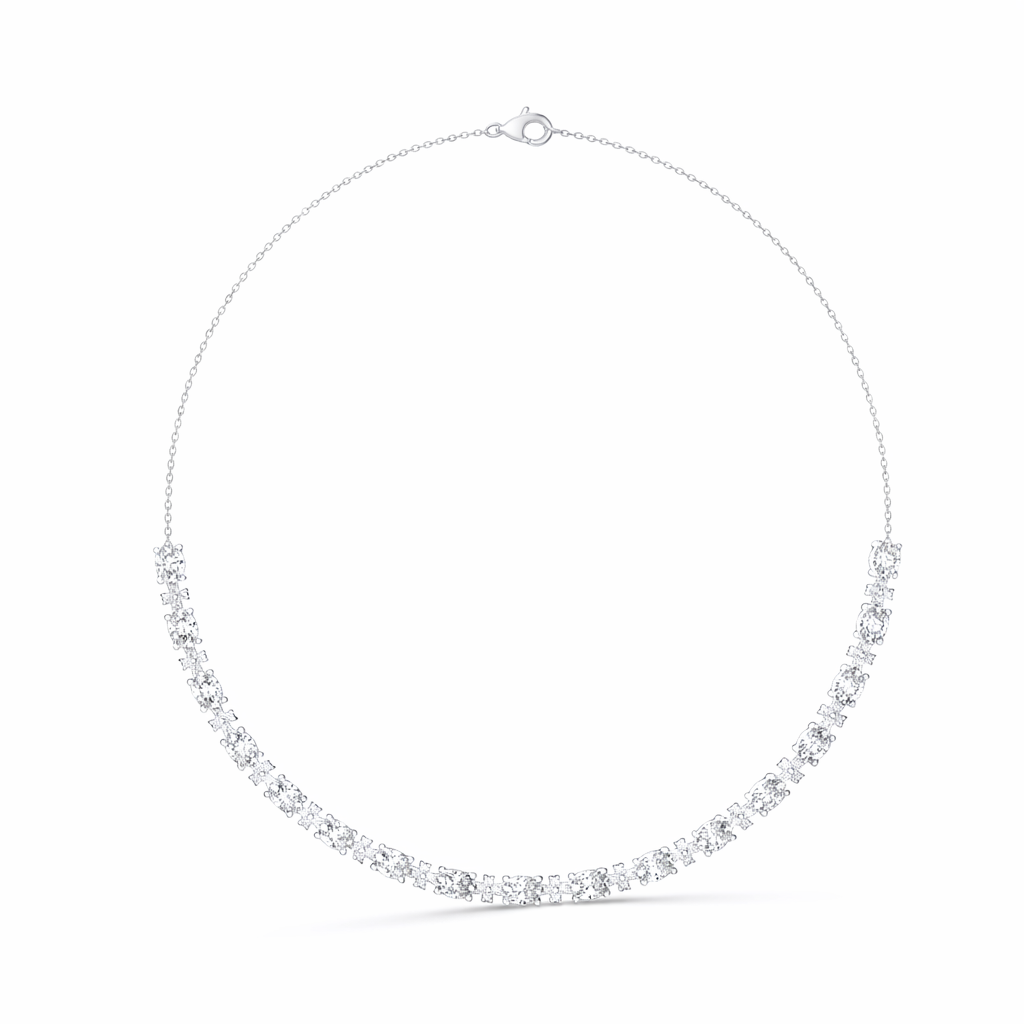 Graduated Diamond Curve Necklace For Women