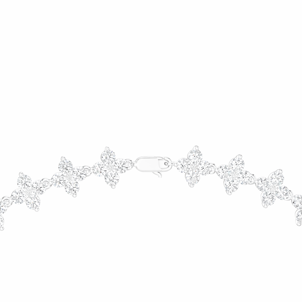 Floral Round Diamond Tennis Necklace For Women