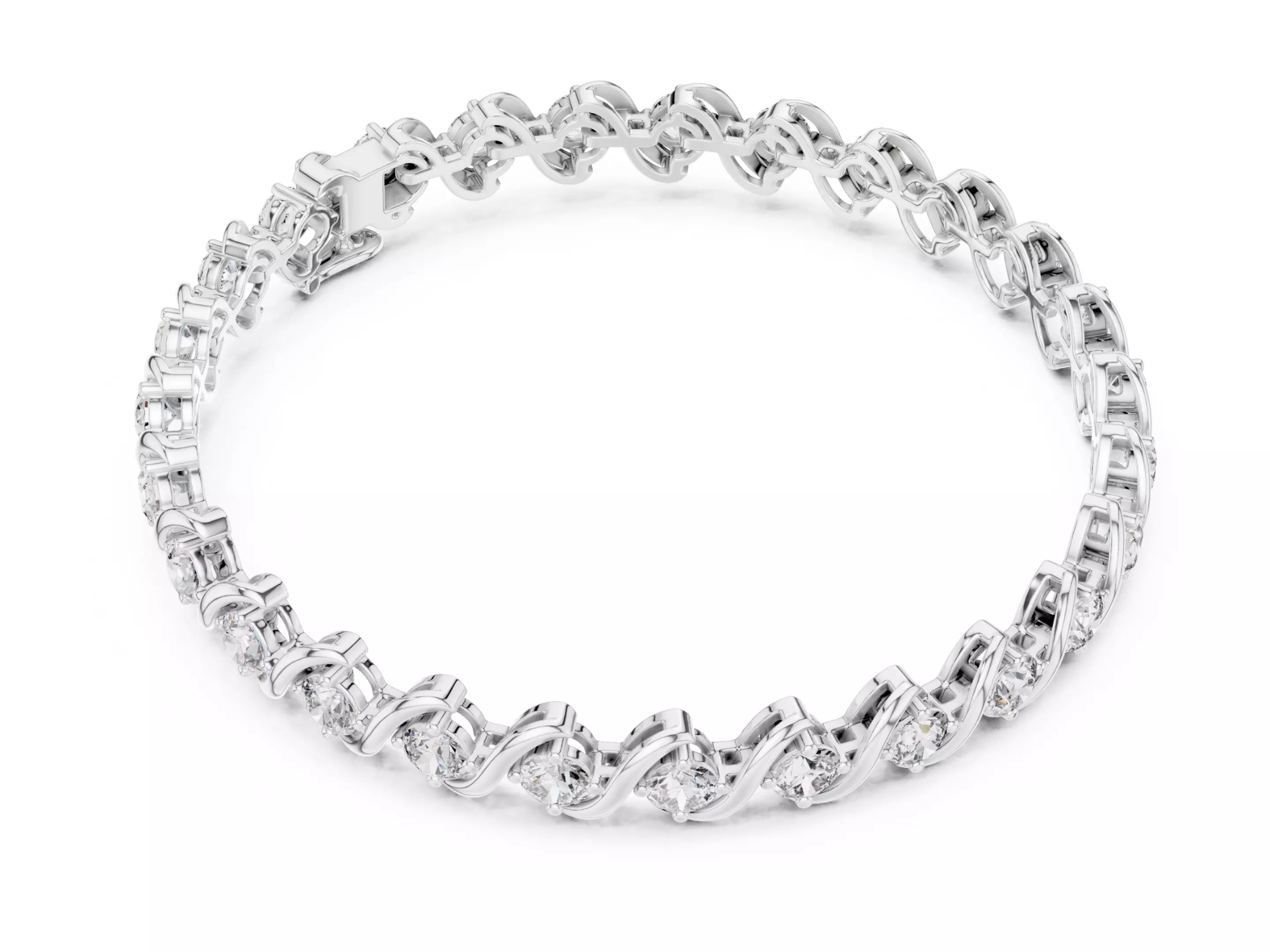 Twist Round cut Diamond Tennis Bracelet Fine Jewelry