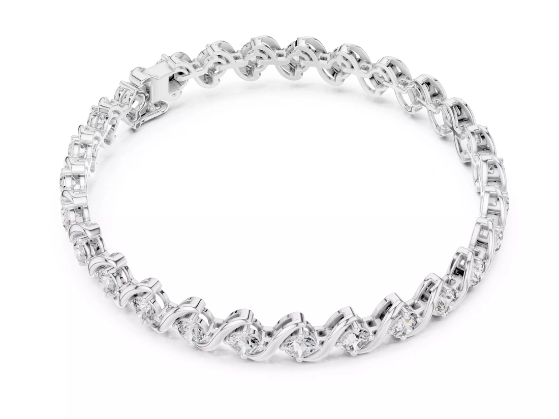 Twist Round cut Diamond Tennis Bracelet Fine Jewelry