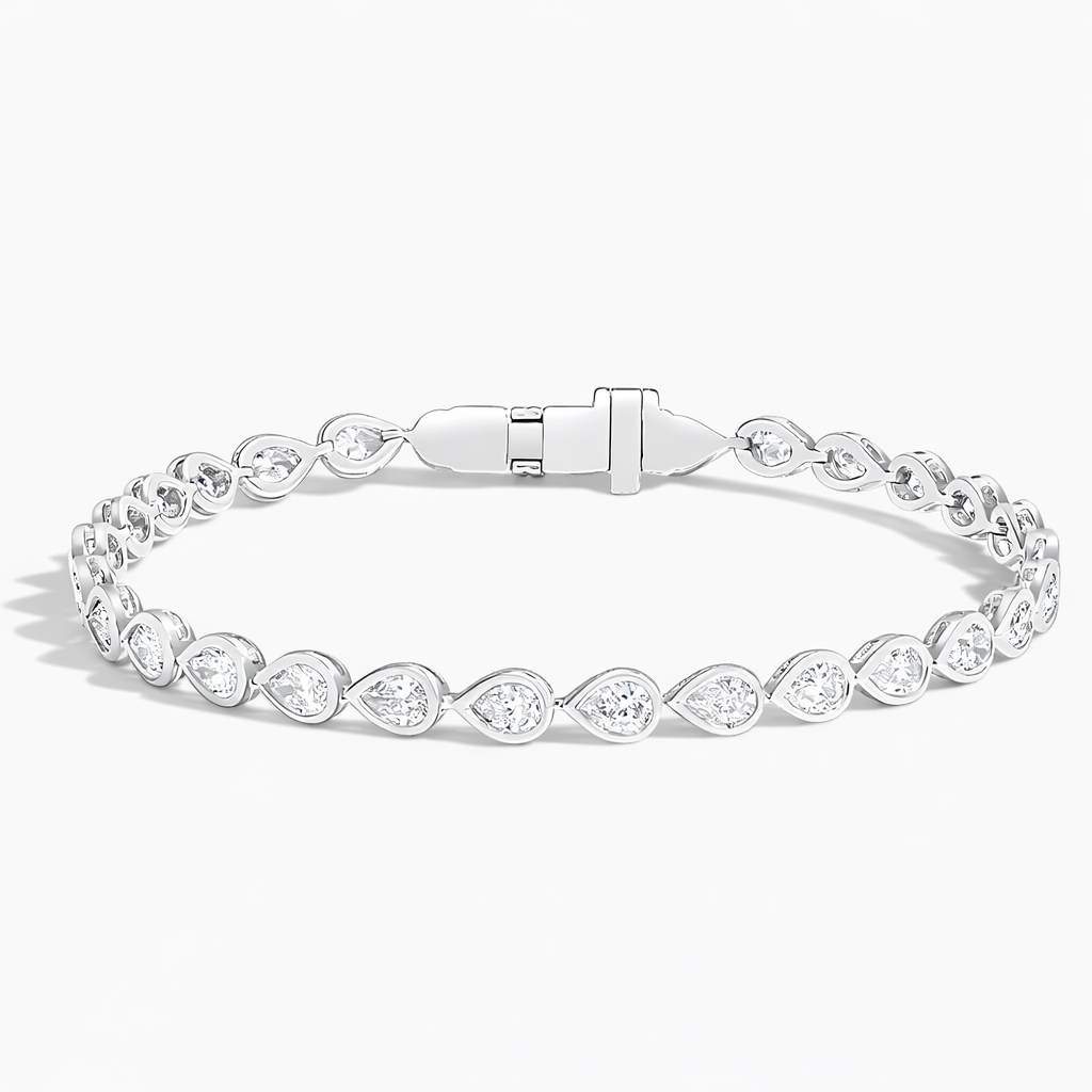 Pear Shape Diamond Bezel Set Tennis Bracelet For Women