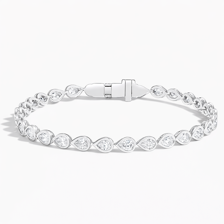 Pear Shape Diamond Bezel Set Tennis Bracelet For Women