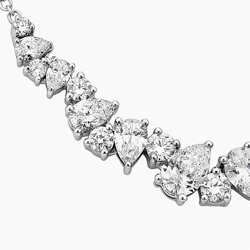 Pear\Round Cut Diamond Cluster Necklace For Women
