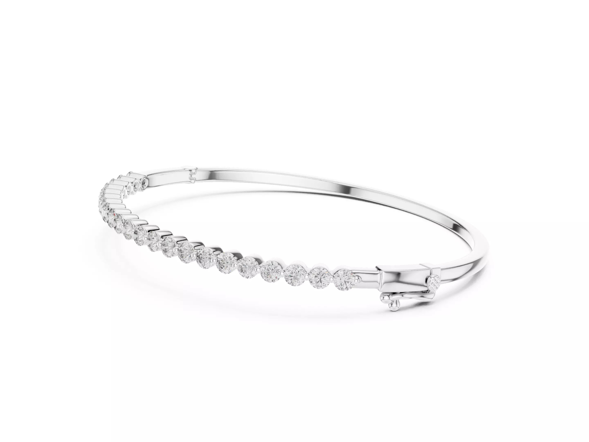 Round Cut Half Diamond Bangle Bracelet | Fine Jewelry