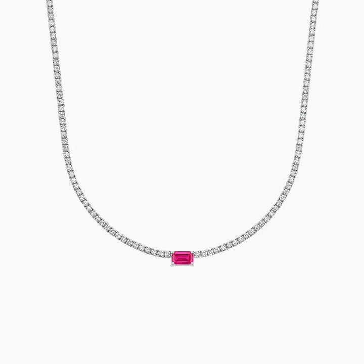 Emerald Ruby Diamond Tennis Necklace
