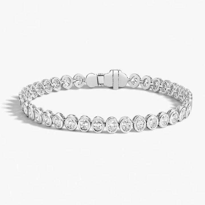 Oval Cut Bezel Set Diamond Tennis Bracelet For Women