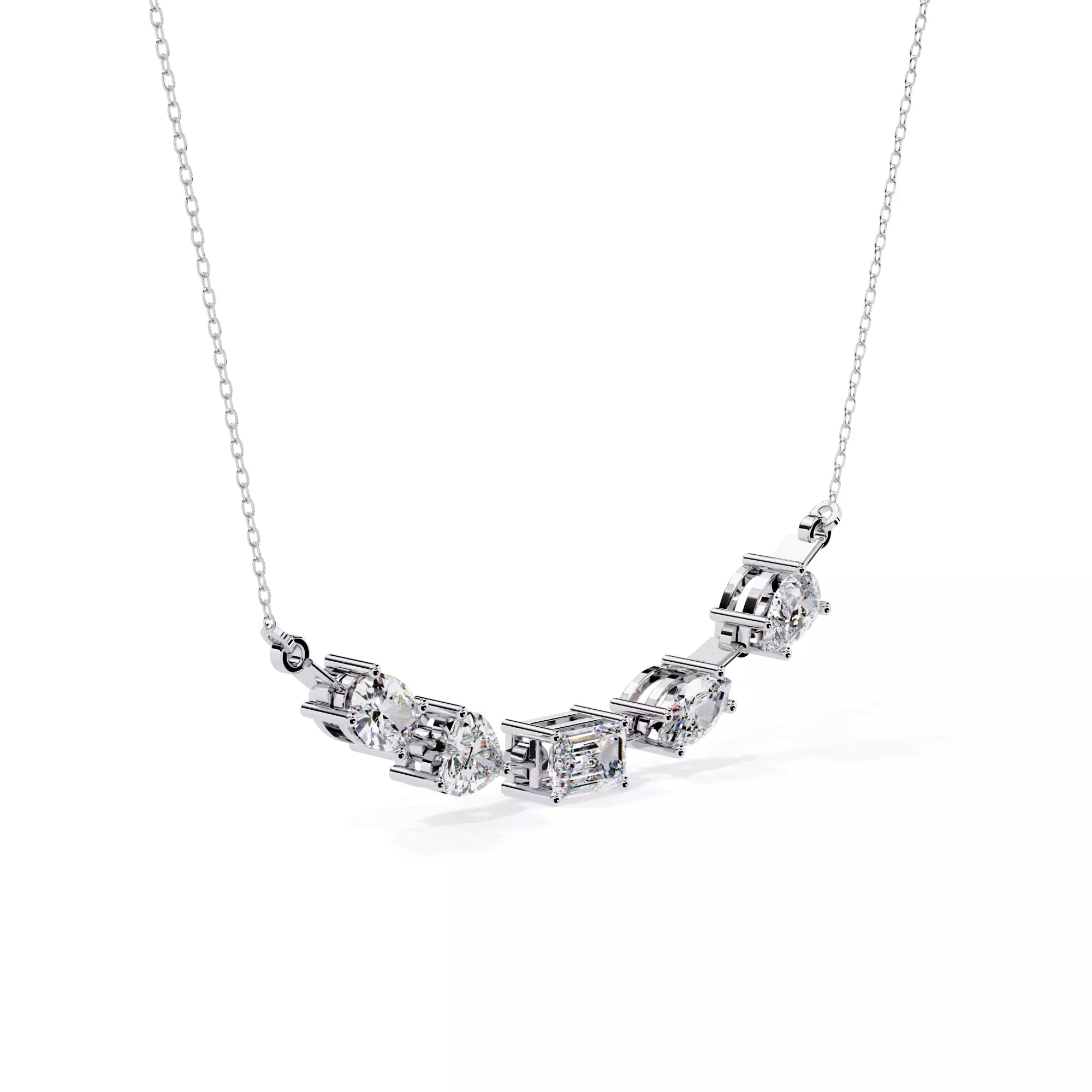 Multi Shape Diamond Station Necklace For Women