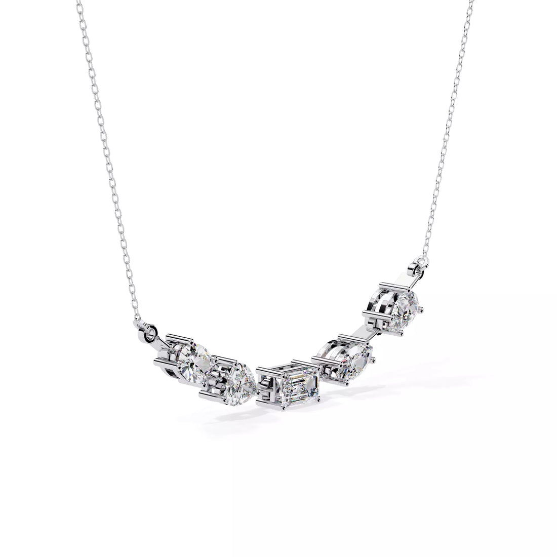 Multi Shape Diamond Station Necklace For Women