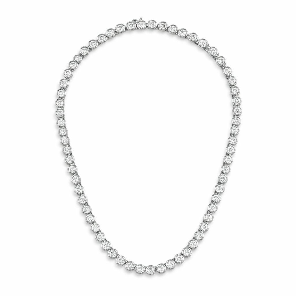 Bezel Set Diamond Tennis Necklace For Men And Women