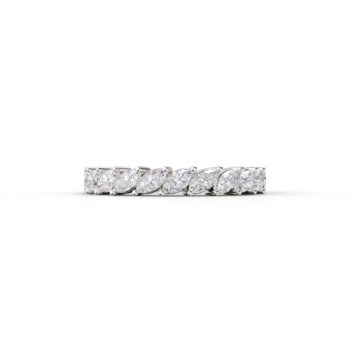 Marquise Cut Diamond Half Eternity Wedding Band Ring