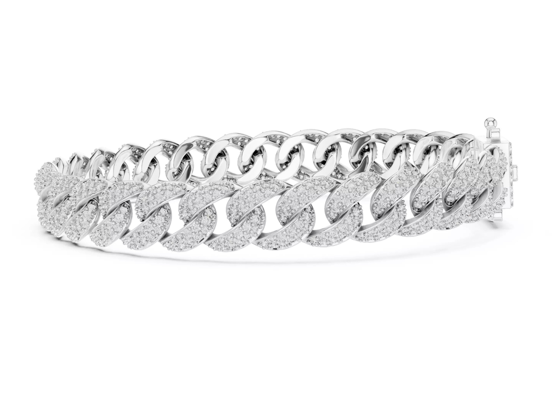 Luxury Iced Cuban Link Bracelet Diamond Statement Jewelry