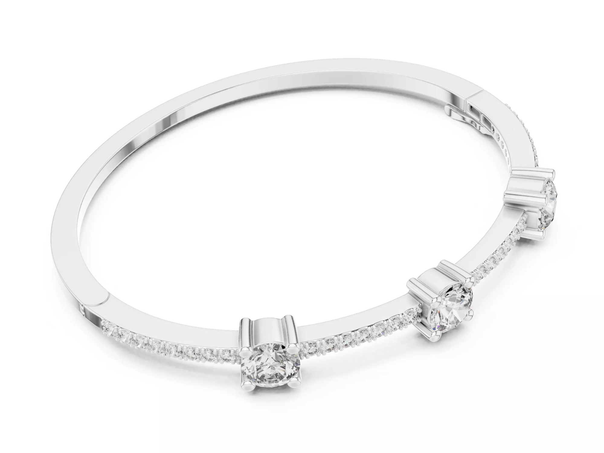 Three Stone Diamond Bangle Bracelet Luxury Jewelry