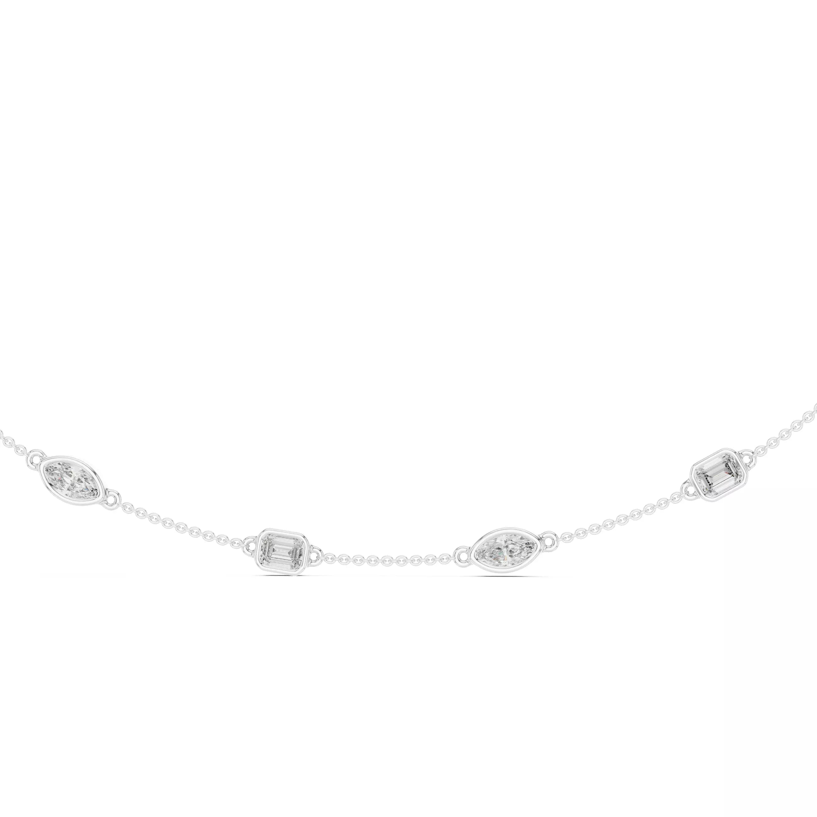 Multi Shape Diamond Bezel Station Necklace