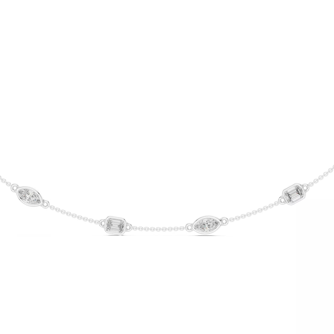 Multi Shape Diamond Bezel Station Necklace