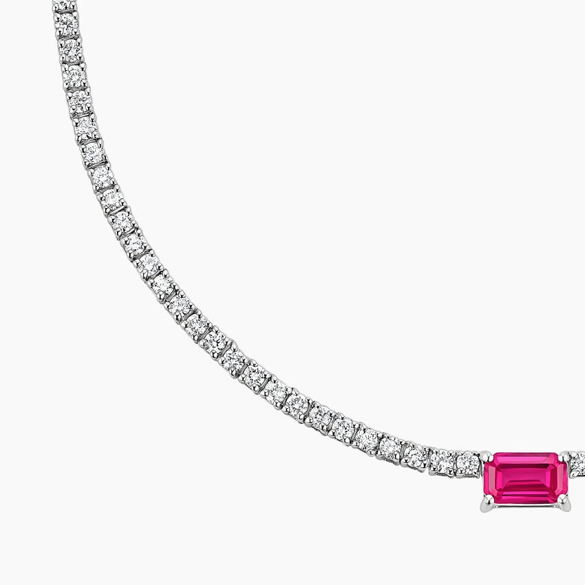 Emerald Ruby Diamond Tennis Necklace
