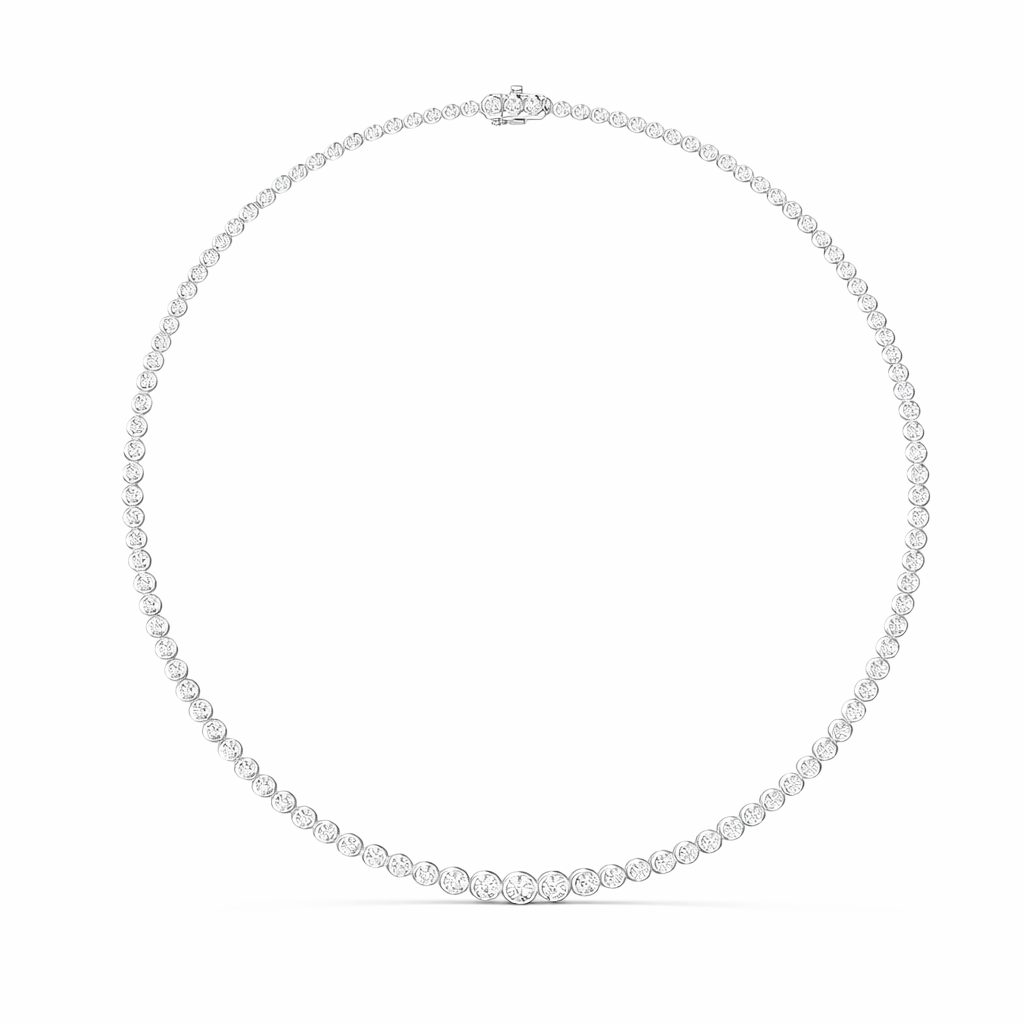 Luxury Round cut Diamond Bezel Set Tennis Necklace