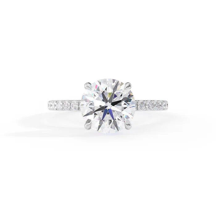 Round Cut Solitaire Pavé Hidden Halo Ring