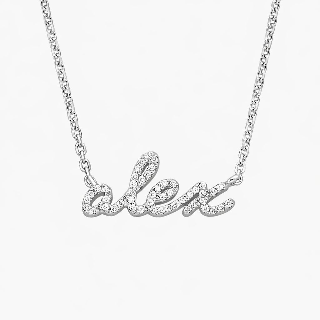 Personalized Diamond Name Necklace – Custom Script Letter Jewelry