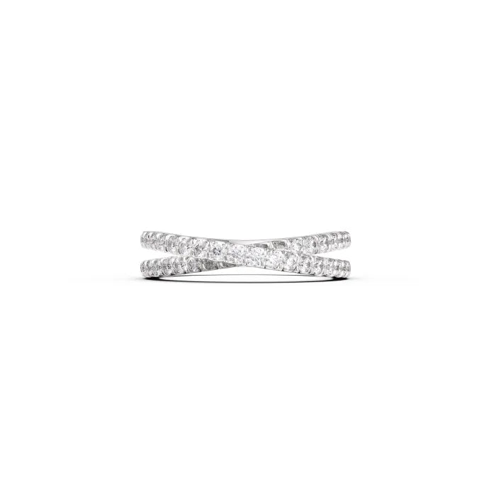 Criss Cross Round Diamond Wedding Band Ring