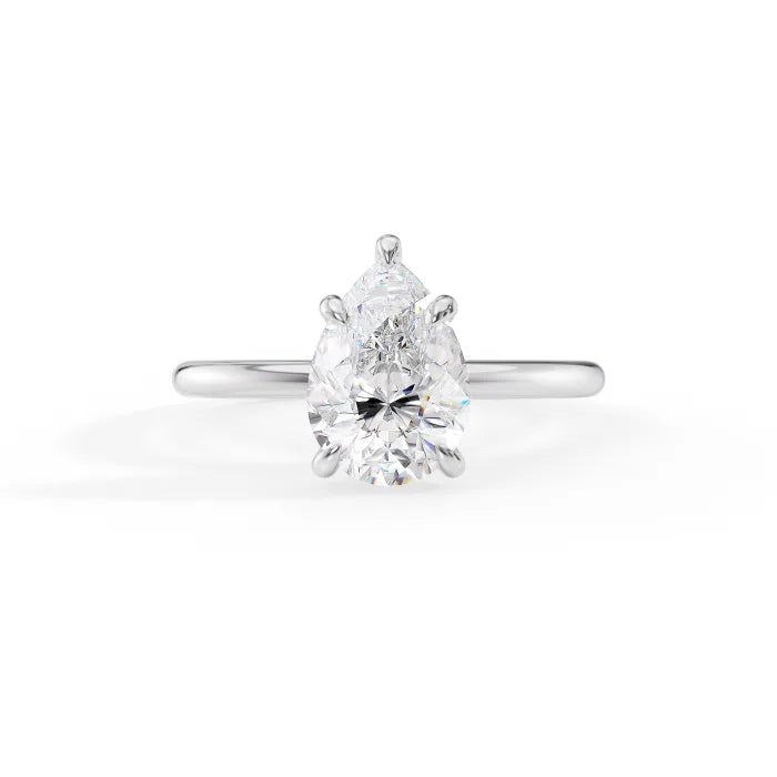 Pear Cut Solitaire Diamond Engagement Ring Classic Promise Ring