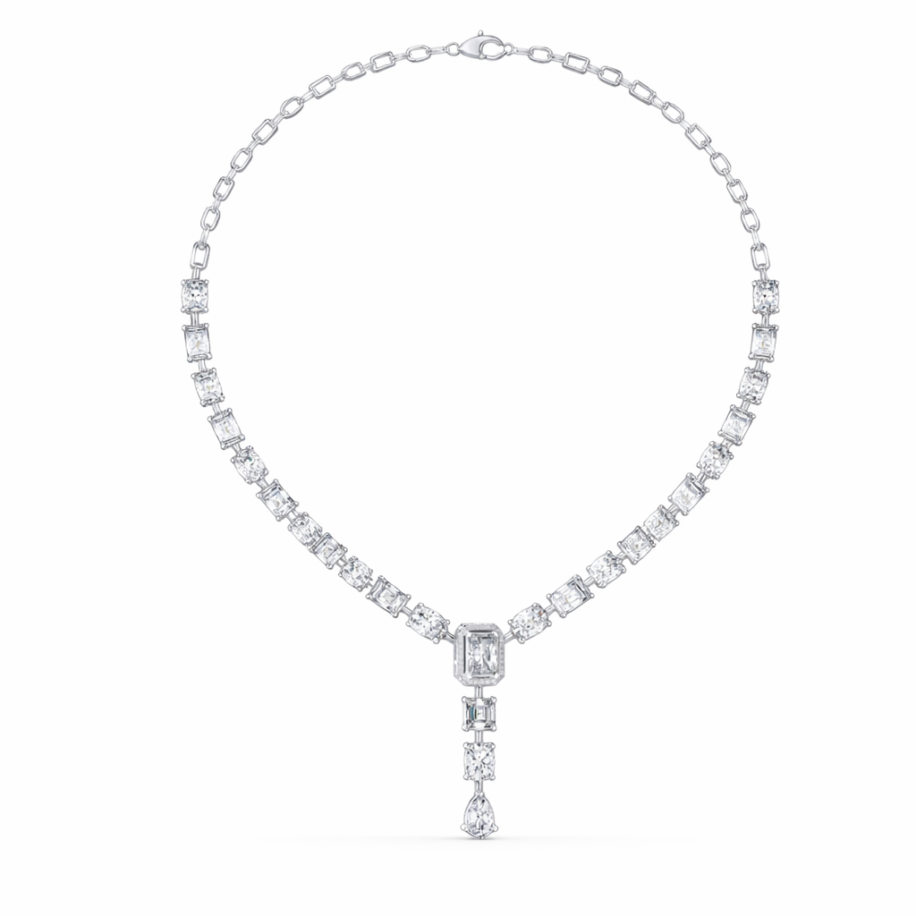 Multi Shape Diamond Drop Tennis Necklace