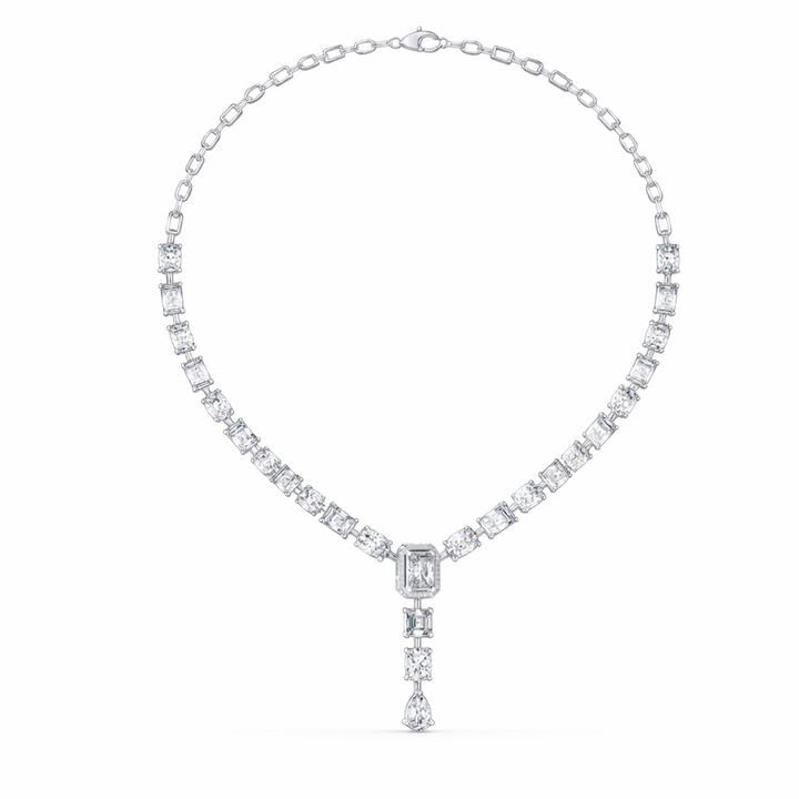 Multi Shape Diamond Drop Tennis Necklace