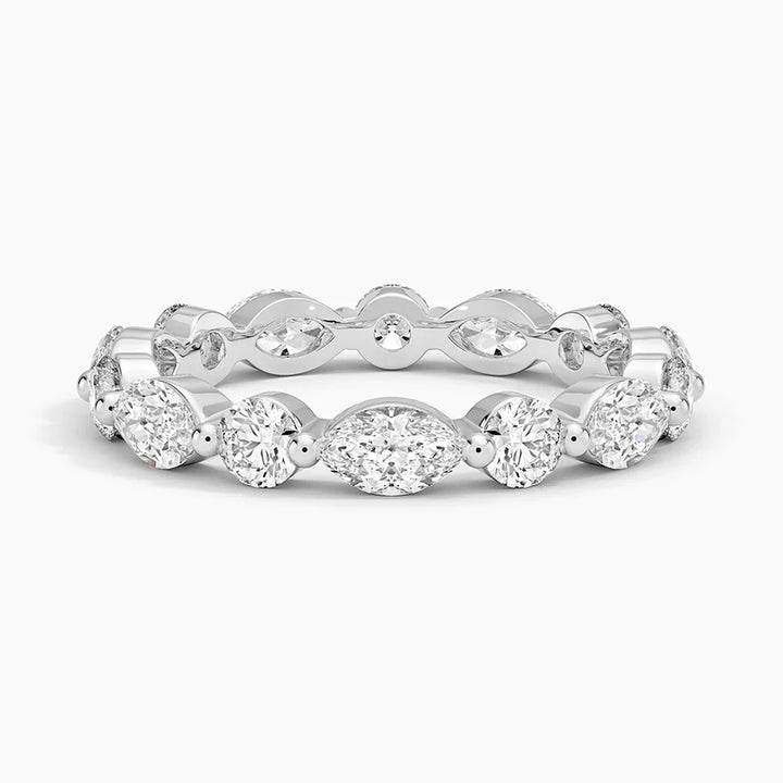 Round And Marquise Diamond Eternity Band Wedding Ring For Women