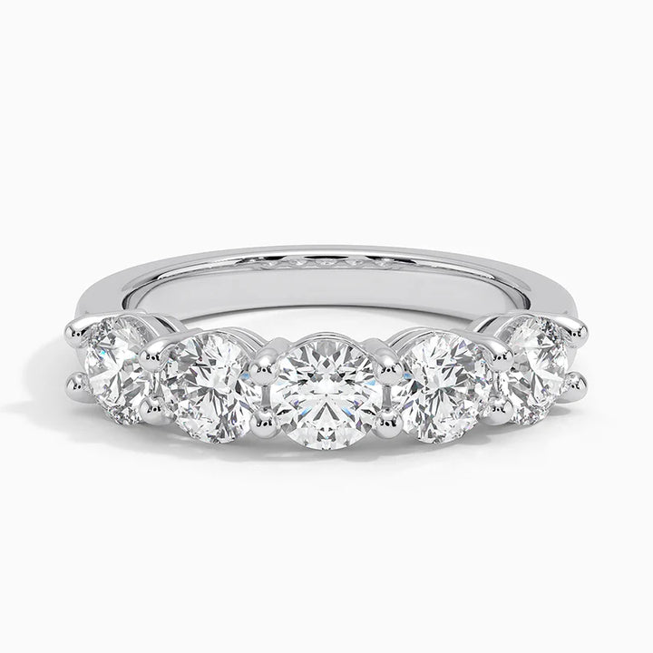 Round Cut Five Stone Diamond Eternity Band Ring