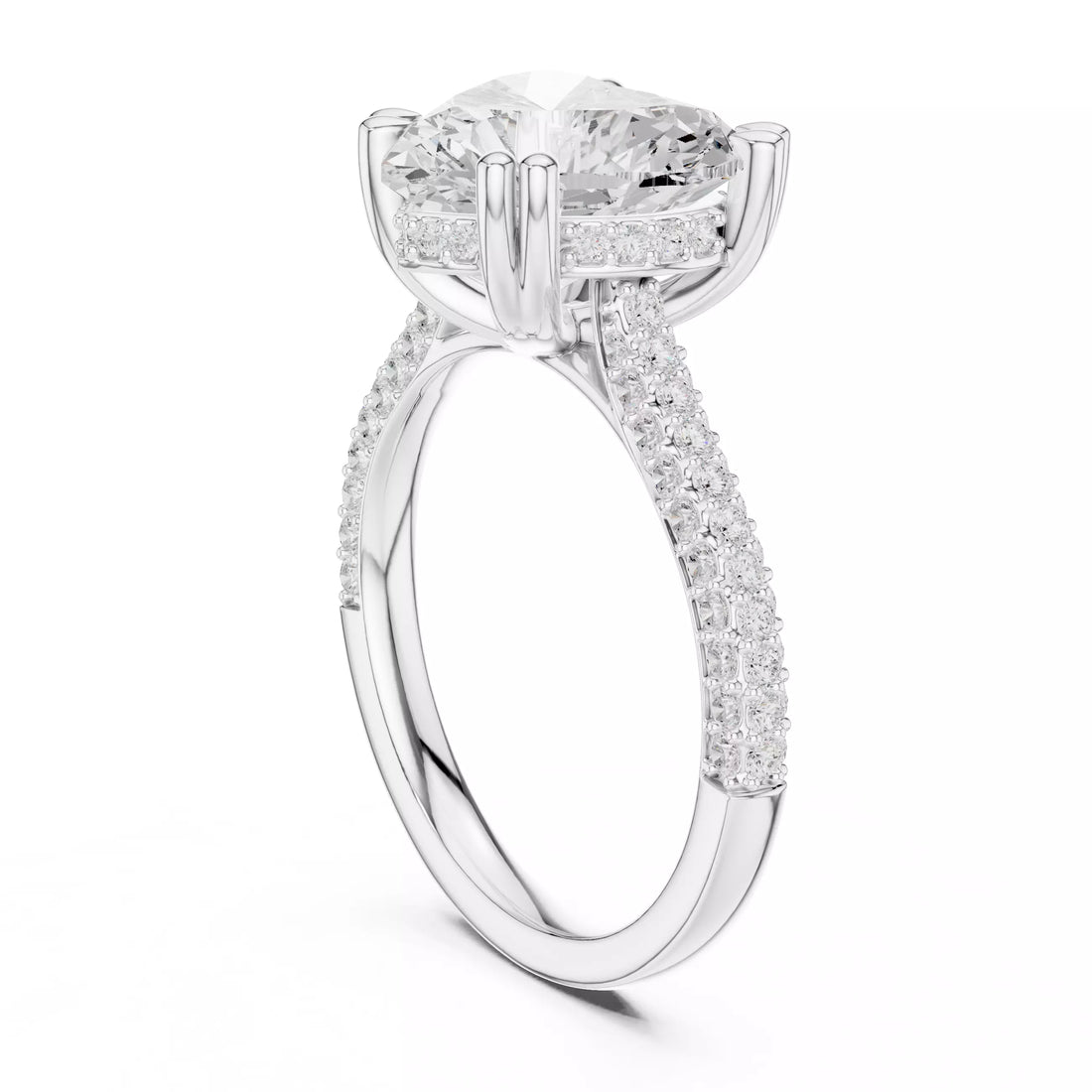 Heart cut Diamond Hidden Halo Pave Setting Engagement Ring