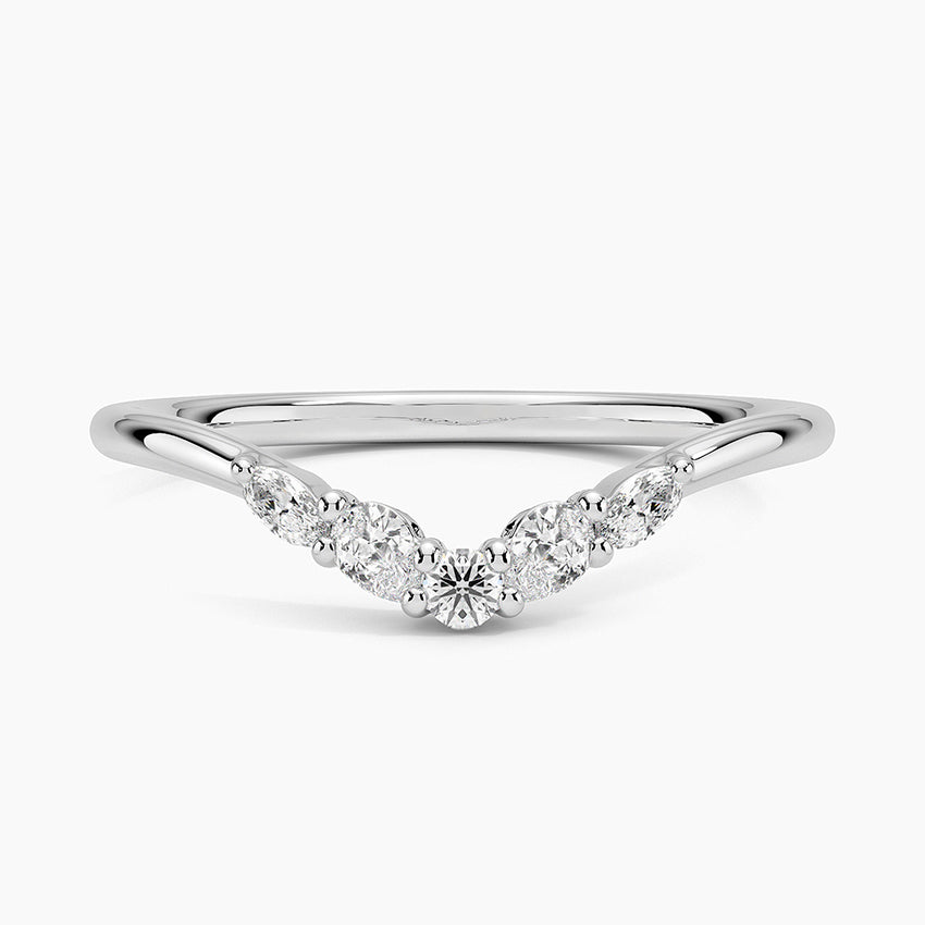 Elegant V Shape Diamond Wedding Band Ring For Women