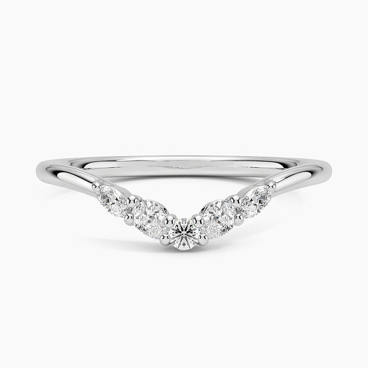 Elegant V Shape Diamond Wedding Band Ring For Women