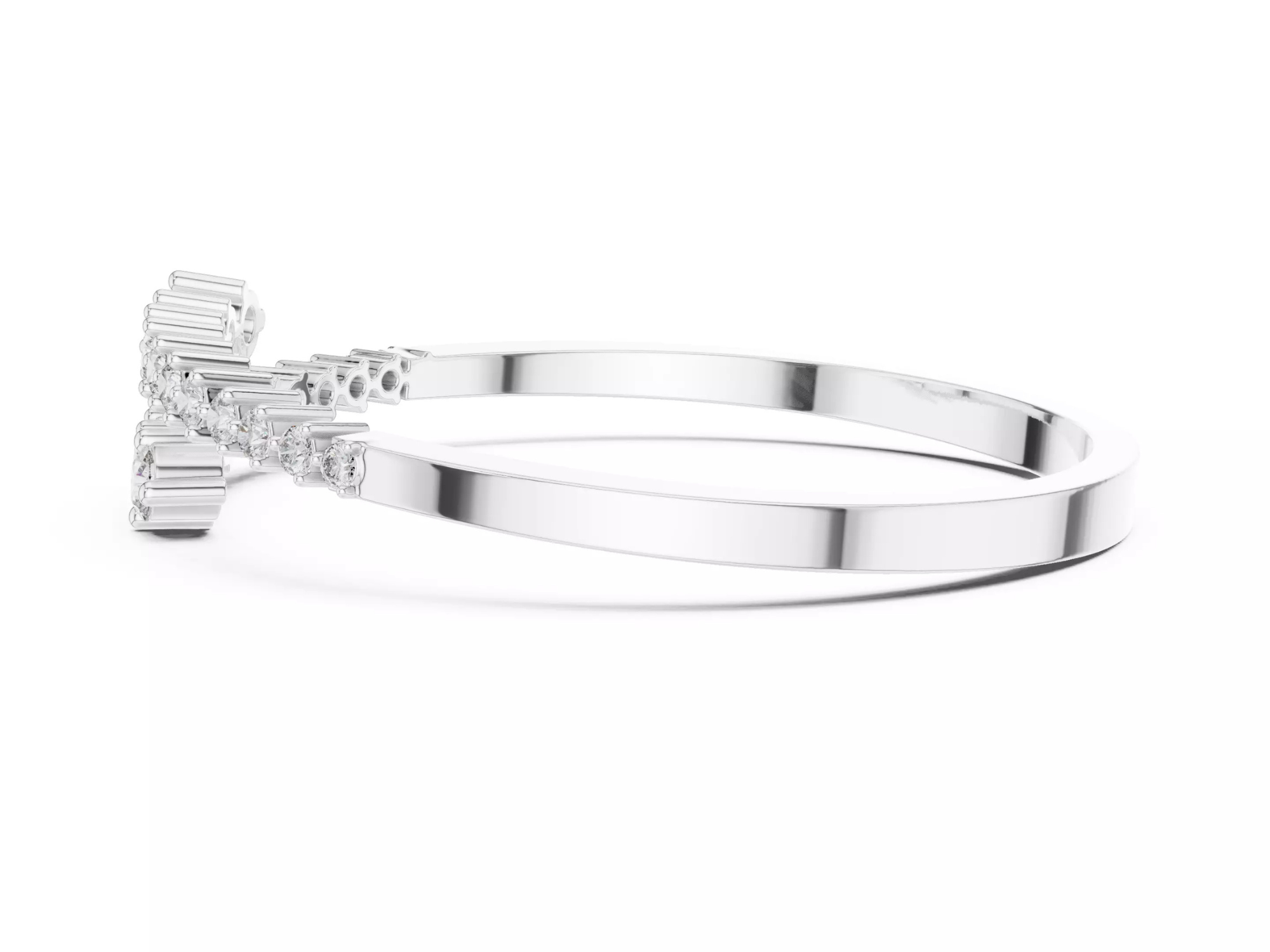 Round Cut Diamond Bangle Bracelet Modern Luxury Jewelry