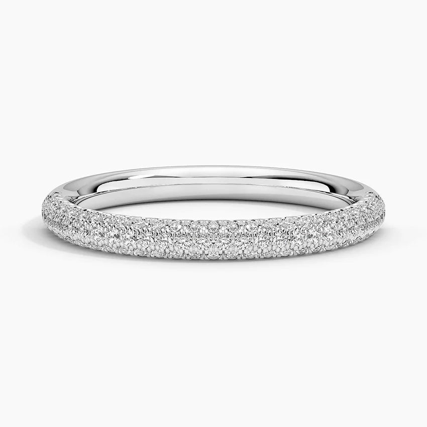 Round Diamond Pave Half Eternity Wedding Band Ring