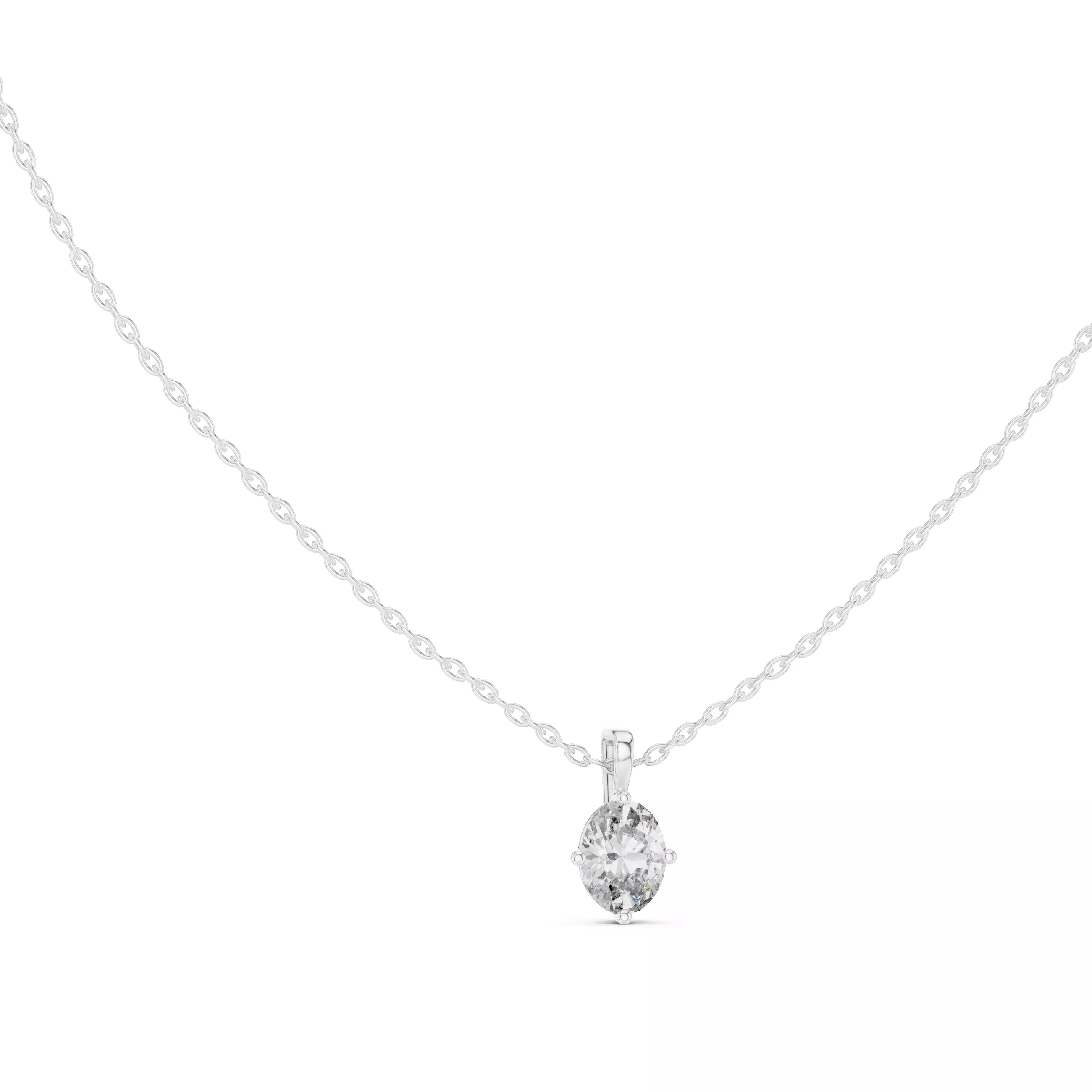 Oval Cut Diamond Solitaire Pendant Necklace