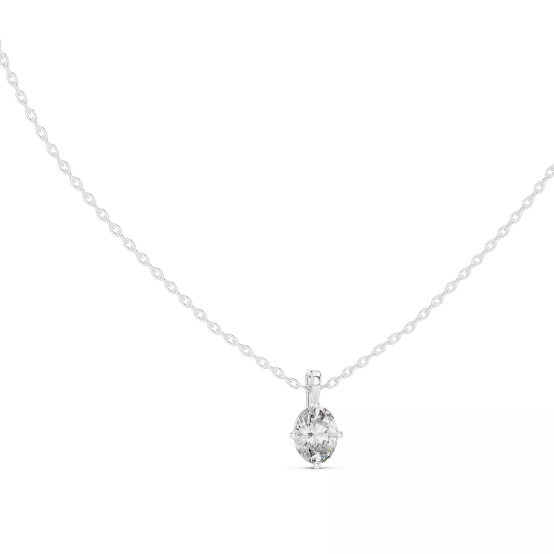 Oval Cut Diamond Solitaire Pendant Necklace